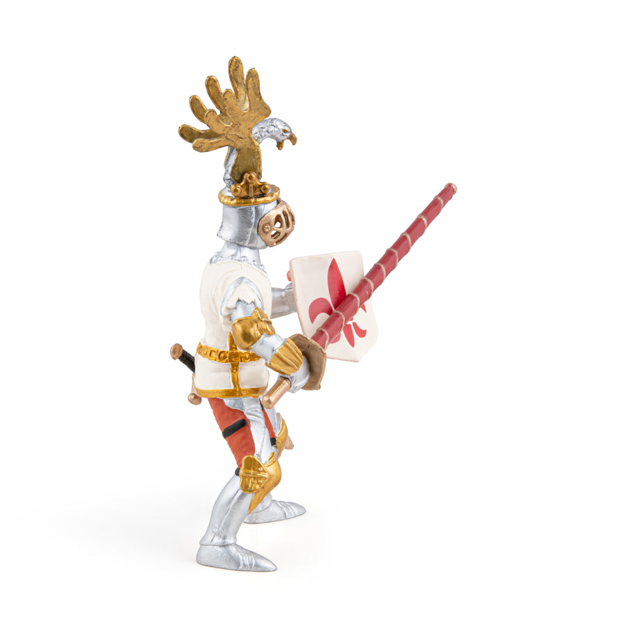 Chevalier blanc fleur de lys Papo en PVC, Collection Médiéval, jouet éducatif idéal pour enfants et collectionneurs