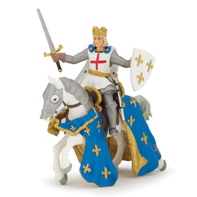 Saint Louis et son cheval Papo en PVC, Collection Personnage historiques, jouet éducatif idéal pour enfants et collectionneurs