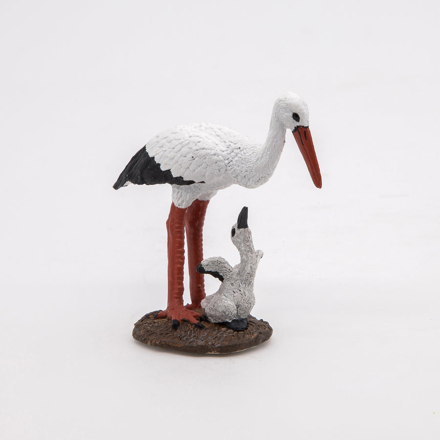 Figurine Cigogne et son bébé Papo en PVC, thème oiseaux, Collection Animaux sauvages, jouet éducatif idéal pour enfants et collectionneurs