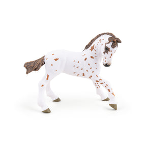 Poulain appaloosa brun Papo en PVC, Collection chevaux, jouet éducatif idéal pour enfants et collectionneurs