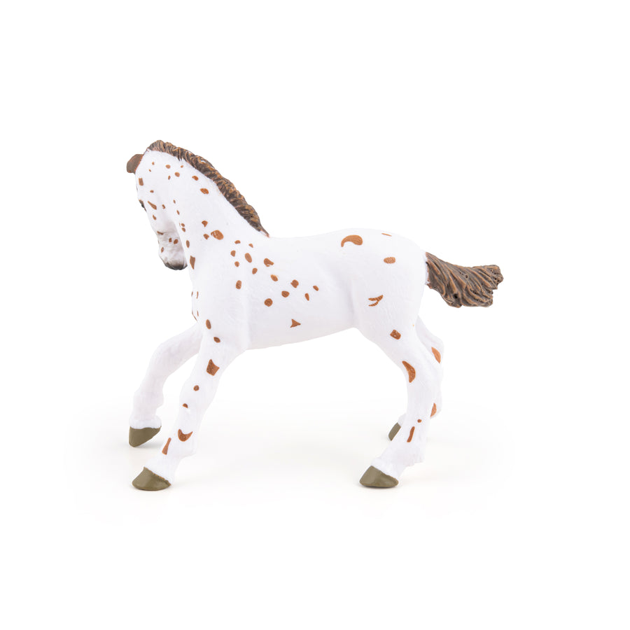 Poulain appaloosa brun Papo en PVC, Collection chevaux, jouet éducatif idéal pour enfants et collectionneurs